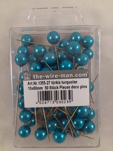 Colored pins 10 mm 50 p. turquoise